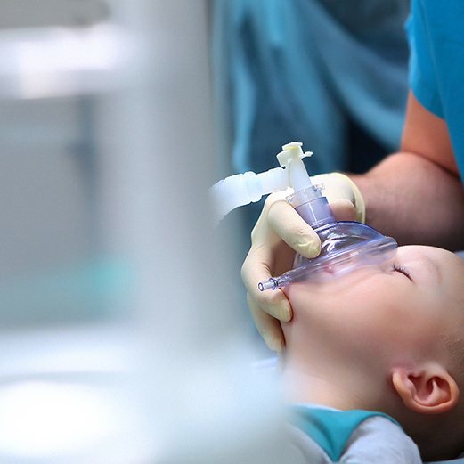 a child being put under anesthesia