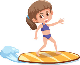 Animated girl on a surfboard