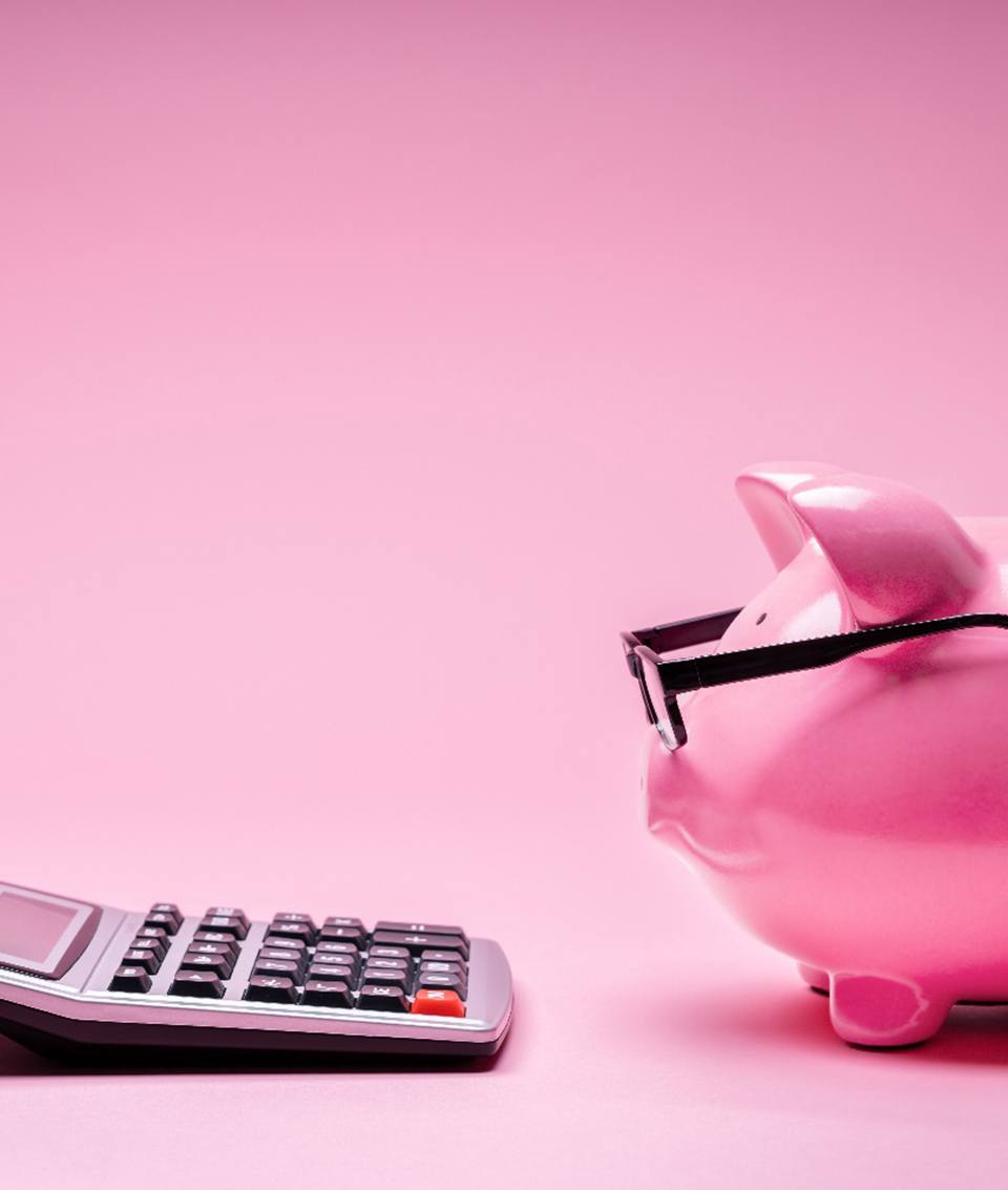 Piggy bank and calculator