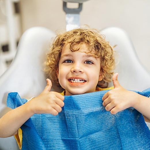 A little boy in a dental chair