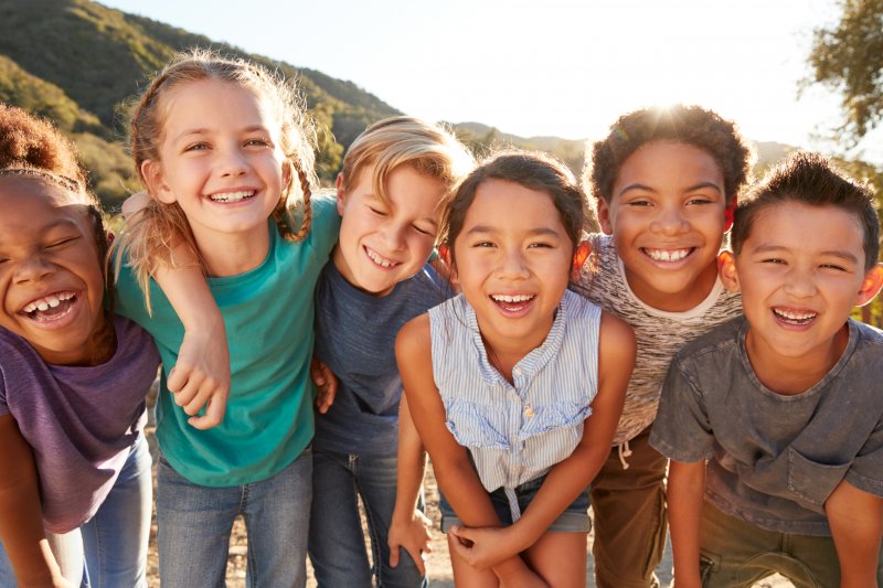 Group of children smiling