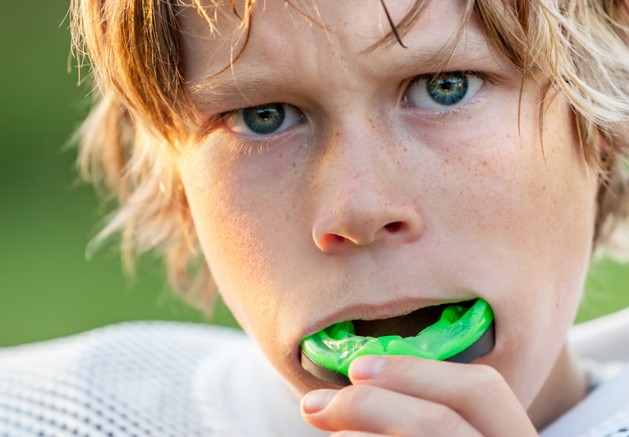Boy with mouthguard